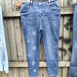 Snowflake denim jeans